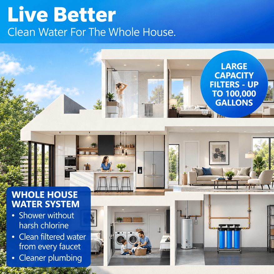 3 stage whole house water filter connected to the main water supply