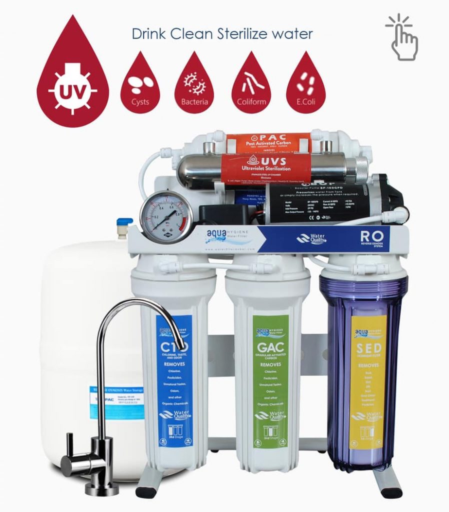 UV water Purifier under sink water filter system Aqua Hygiene