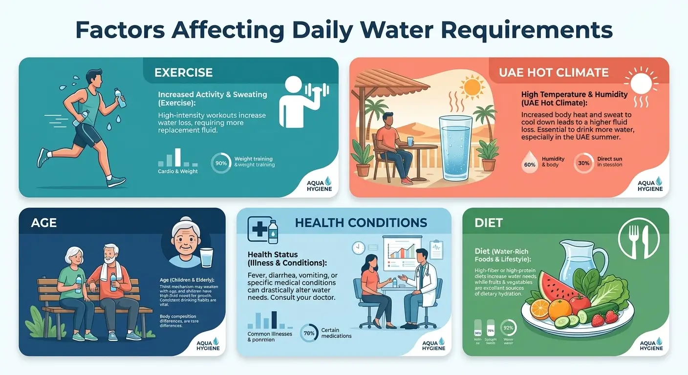 water-filter-dubai-Factors-Affecting-How-Much-Water-You-Need